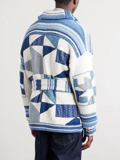 Polo Ralph Lauren Shawl-Collar Patchwork Cotton and Linen-Blend Cardigan - Men | Thumbnail 4 Polo Ralph Lauren Shawl-Collar Patchwork Cotton and Linen-Blend Cardigan - Men | Thumbnail 4