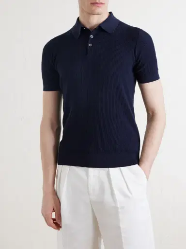 FEDELI Rafael Ribbed Cotton Polo Shirt - Men | Thumbnail 3 FEDELI Rafael Ribbed Cotton Polo Shirt - Men | Thumbnail 3