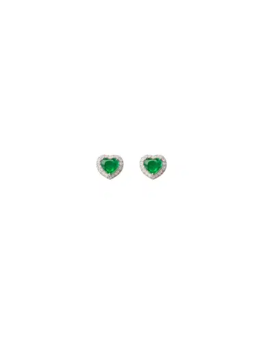 Wish Fine Jewelry 1.61ct Diamond Emerald 18K Gold Halo Heart Stud Earrings | Thumbnail 1 Wish Fine Jewelry 1.61ct Diamond Emerald 18K Gold Halo Heart Stud Earrings | Thumbnail 1