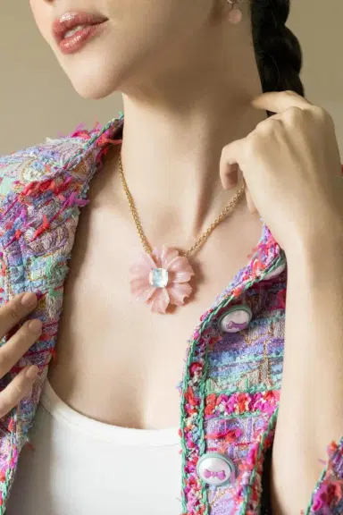 IRENE NEUWIRTH JEWELRY Pink Opal Rainbow Moonstone Tropical Flower Necklace | Thumbnail 2 IRENE NEUWIRTH JEWELRY Pink Opal Rainbow Moonstone Tropical Flower Necklace | Thumbnail 2