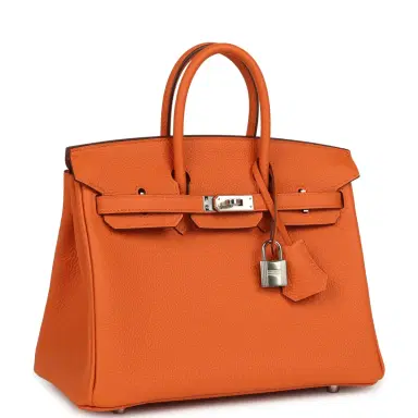 HERMÈS Hermes Birkin 25 Orange Togo Palladium Hardware | Thumbnail 2 HERMÈS Hermes Birkin 25 Orange Togo Palladium Hardware | Thumbnail 2