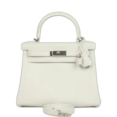 HERMÈS Hermes Kelly Retourne 28 New White Evercolor Palladium Hardware | Thumbnail 1 HERMÈS Hermes Kelly Retourne 28 New White Evercolor Palladium Hardware | Thumbnail 1