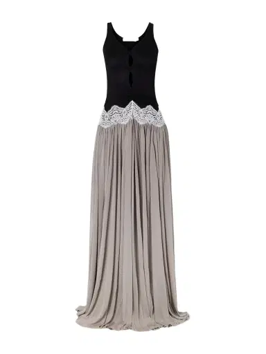 Christopher Esber Verner Cut-out Pleated Lace-trimmed Jersey Maxi Dress | Thumbnail 1 Christopher Esber Verner Cut-out Pleated Lace-trimmed Jersey Maxi Dress | Thumbnail 1