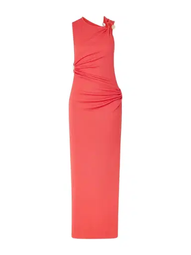 Christopher Esber Callisto Trinity Embellished Ruched Ribbed-jersey Maxi Dress | Thumbnail 1 Christopher Esber Callisto Trinity Embellished Ruched Ribbed-jersey Maxi Dress | Thumbnail 1