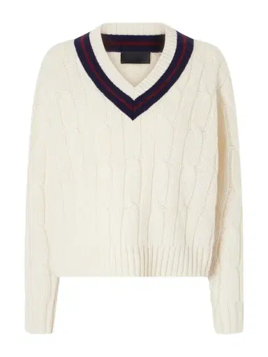 Nili Lotan Fabiana Striped Cable-knit Wool Sweater | Thumbnail 1 Nili Lotan Fabiana Striped Cable-knit Wool Sweater | Thumbnail 1