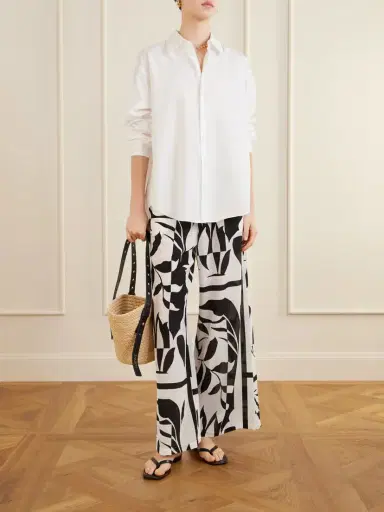Max Mara Beachwear Printed Silk Crepe De Chine Wide-leg Pants | Thumbnail 2 Max Mara Beachwear Printed Silk Crepe De Chine Wide-leg Pants | Thumbnail 2