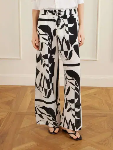 Max Mara Beachwear Printed Silk Crepe De Chine Wide-leg Pants | Thumbnail 3 Max Mara Beachwear Printed Silk Crepe De Chine Wide-leg Pants | Thumbnail 3