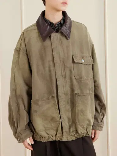 ssstein Sulfur Leather-trimmed Cotton-canvas Jacket | Thumbnail 3 ssstein Sulfur Leather-trimmed Cotton-canvas Jacket | Thumbnail 3