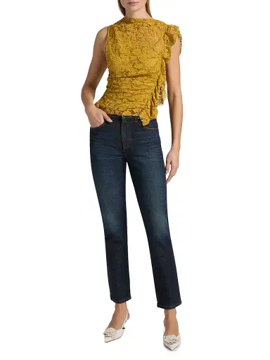 A.L.C. Women's Astrid Ruffle-Trim Lace Top - Antique Gold | Thumbnail 2 A.L.C. Women's Astrid Ruffle-Trim Lace Top - Antique Gold | Thumbnail 2