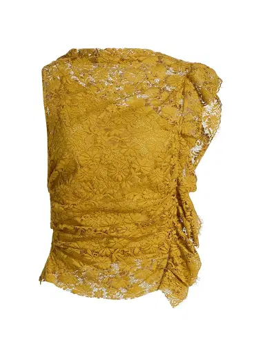 A.L.C. Women's Astrid Ruffle-Trim Lace Top - Antique Gold | Thumbnail 1 A.L.C. Women's Astrid Ruffle-Trim Lace Top - Antique Gold | Thumbnail 1