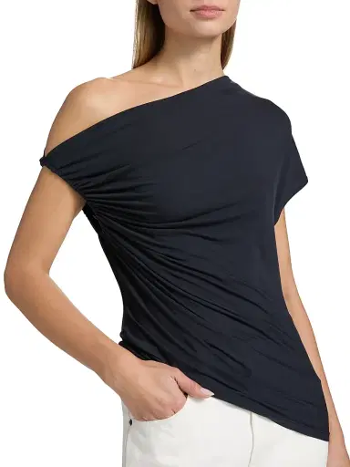A.L.C. Women's Halle One-Shoulder Ruched Top - Night Blue - Size Small | Thumbnail 6 A.L.C. Women's Halle One-Shoulder Ruched Top - Night Blue - Size Small | Thumbnail 6