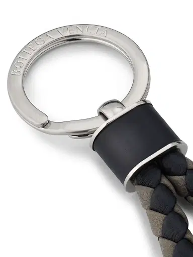 Bottega Veneta Men's Intrecciato Leather Key Ring - Midnight | Thumbnail 2 Bottega Veneta Men's Intrecciato Leather Key Ring - Midnight | Thumbnail 2