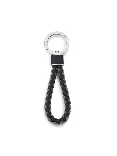 Bottega Veneta Men's Intrecciato Leather Key Ring - Midnight | Thumbnail 1 Bottega Veneta Men's Intrecciato Leather Key Ring - Midnight | Thumbnail 1