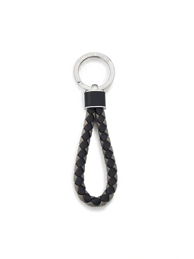 Men's Intrecciato Leather Key Ring - Midnight Men's Intrecciato Leather Key Ring - Midnight