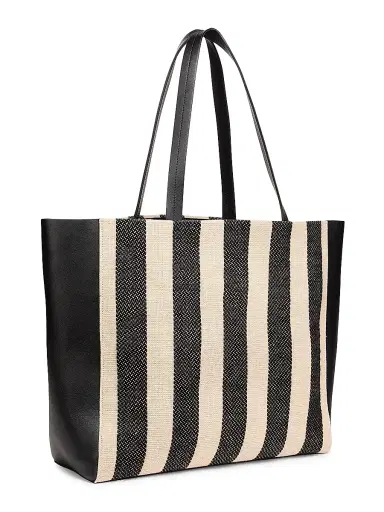 Nili Lotan Women's Medium Keith Striped Tote Bag - Black Natural Stripe | Thumbnail 3 Nili Lotan Women's Medium Keith Striped Tote Bag - Black Natural Stripe | Thumbnail 3