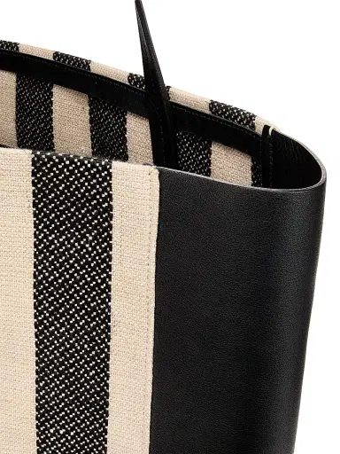Nili Lotan Women's Medium Keith Striped Tote Bag - Black Natural Stripe | Thumbnail 5 Nili Lotan Women's Medium Keith Striped Tote Bag - Black Natural Stripe | Thumbnail 5
