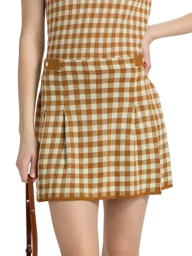 Guest In Residence Women's Gingham Silk-Linen Pleated Miniskirt | Thumbnail 3 Guest In Residence Women's Gingham Silk-Linen Pleated Miniskirt | Thumbnail 3