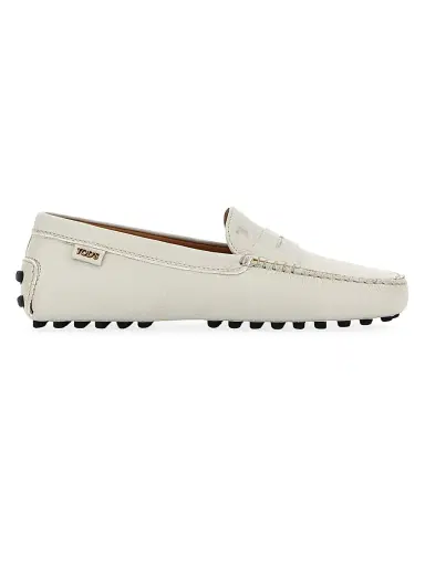 Tod's Women's Cavillon Gommino Leather Driving Loafers - Bianco Calce | Thumbnail 1 Tod's Women's Cavillon Gommino Leather Driving Loafers - Bianco Calce | Thumbnail 1
