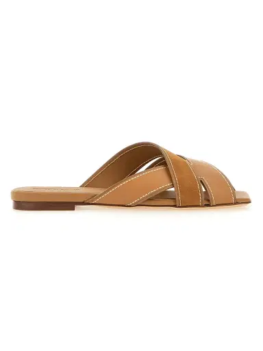 Tod's Women's Cavillon Crisscross Leather Flat Sandals - Biscotto Chiaro - Size 12 | Thumbnail 1 Tod's Women's Cavillon Crisscross Leather Flat Sandals - Biscotto Chiaro - Size 12 | Thumbnail 1