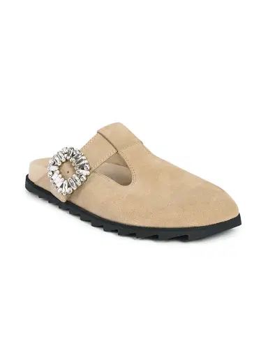 Roger Vivier Women's Slidy Viv Suede Mules - Dark Beige | Thumbnail 2 Roger Vivier Women's Slidy Viv Suede Mules - Dark Beige | Thumbnail 2