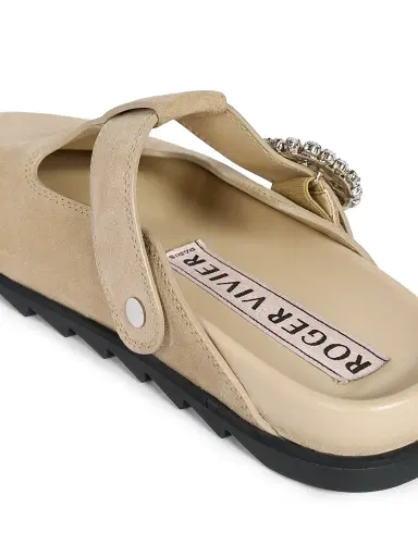 Roger Vivier Women's Slidy Viv Suede Mules - Dark Beige | Thumbnail 6 Roger Vivier Women's Slidy Viv Suede Mules - Dark Beige | Thumbnail 6