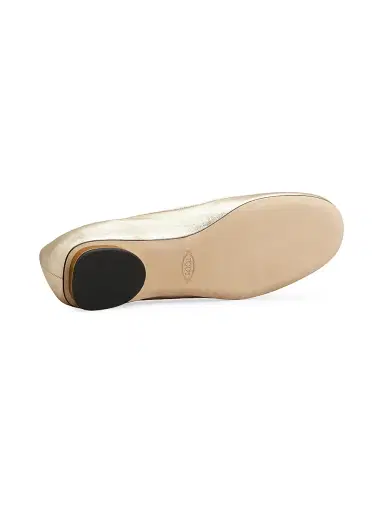 Tod's Women's Bow Leather Ballerina Flats - Gold - Size 11 | Thumbnail 4 Tod's Women's Bow Leather Ballerina Flats - Gold - Size 11 | Thumbnail 4