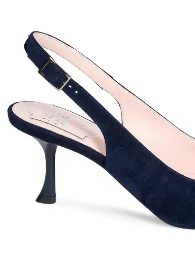Roger Vivier Women's Viv In The City 65MM Suede Slingback Pumps - Dark Navy | Thumbnail 6 Roger Vivier Women's Viv In The City 65MM Suede Slingback Pumps - Dark Navy | Thumbnail 6