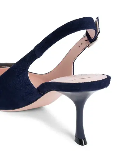 Roger Vivier Women's Viv In The City 65MM Suede Slingback Pumps - Dark Navy | Thumbnail 7 Roger Vivier Women's Viv In The City 65MM Suede Slingback Pumps - Dark Navy | Thumbnail 7