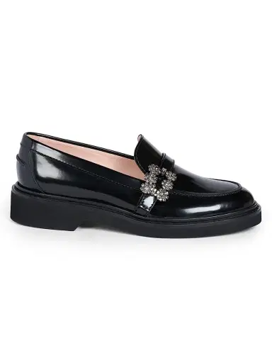 Roger Vivier Women's Viv Rangers Strass 25MM Patent Leather Loafers - Black - Size 12 | Thumbnail 1 Roger Vivier Women's Viv Rangers Strass 25MM Patent Leather Loafers - Black - Size 12 | Thumbnail 1