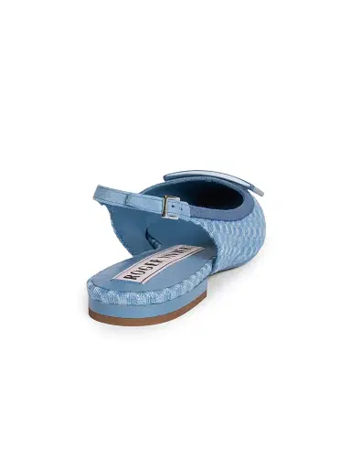 Roger Vivier Women's Gommettine Woven Geometric Cotton Ballerina Flats - Denim | Thumbnail 3 Roger Vivier Women's Gommettine Woven Geometric Cotton Ballerina Flats - Denim | Thumbnail 3