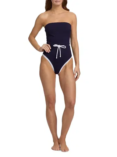 Milly Women's Solid Belted One-Piece Swimsuit - Navy - Size Large | Thumbnail 2 Milly Women's Solid Belted One-Piece Swimsuit - Navy - Size Large | Thumbnail 2