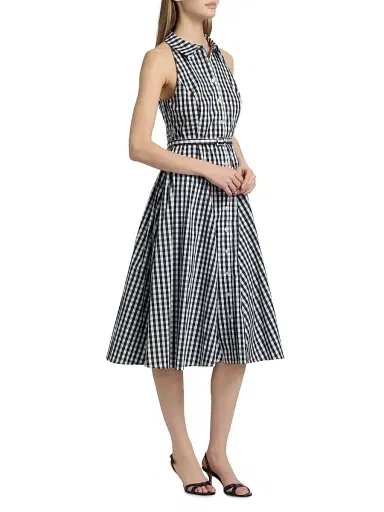 Milly Women's Maxine Gingham Sleeveless Midi-Shirtdress - Black White | Thumbnail 4 Milly Women's Maxine Gingham Sleeveless Midi-Shirtdress - Black White | Thumbnail 4