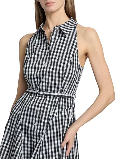 Milly Women's Maxine Gingham Sleeveless Midi-Shirtdress - Black White | Thumbnail 6 Milly Women's Maxine Gingham Sleeveless Midi-Shirtdress - Black White | Thumbnail 6