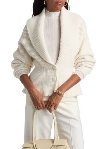 Lisa Yang Women's Alessandra Ribbed Cashmere Cardigan Jacket - Cream | Thumbnail 3 Lisa Yang Women's Alessandra Ribbed Cashmere Cardigan Jacket - Cream | Thumbnail 3