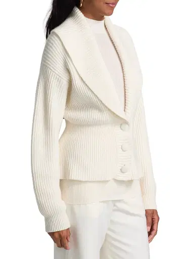 Lisa Yang Women's Alessandra Ribbed Cashmere Cardigan Jacket - Cream | Thumbnail 4 Lisa Yang Women's Alessandra Ribbed Cashmere Cardigan Jacket - Cream | Thumbnail 4