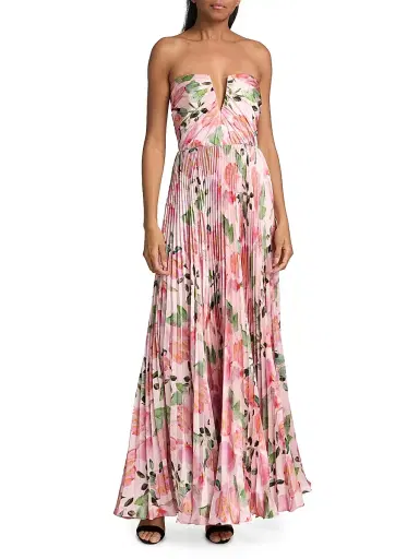 As It May Women's Ella Strapless Satin Gown - Blushing Rosettes | Thumbnail 3 As It May Women's Ella Strapless Satin Gown - Blushing Rosettes | Thumbnail 3