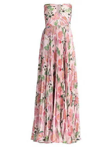 As It May Women's Ella Strapless Satin Gown - Blushing Rosettes | Thumbnail 1 As It May Women's Ella Strapless Satin Gown - Blushing Rosettes | Thumbnail 1