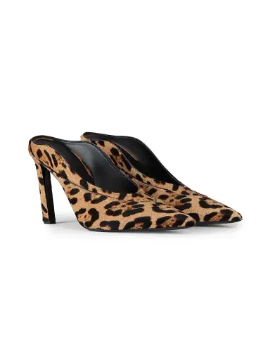Givenchy Women's Spiky Heeled Mule Sandals in Pony Effect Leather with Leopard Pattern - Black Beige | Thumbnail 2 Givenchy Women's Spiky Heeled Mule Sandals in Pony Effect Leather with Leopard Pattern - Black Beige | Thumbnail 2