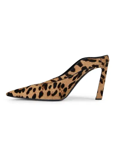 Givenchy Women's Spiky Heeled Mule Sandals in Pony Effect Leather with Leopard Pattern - Black Beige | Thumbnail 3 Givenchy Women's Spiky Heeled Mule Sandals in Pony Effect Leather with Leopard Pattern - Black Beige | Thumbnail 3