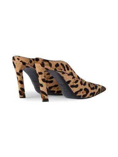 Givenchy Women's Spiky Heeled Mule Sandals in Pony Effect Leather with Leopard Pattern - Black Beige | Thumbnail 4 Givenchy Women's Spiky Heeled Mule Sandals in Pony Effect Leather with Leopard Pattern - Black Beige | Thumbnail 4