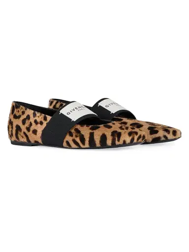 Givenchy Women's Sliced Square Ballerina Flats in Pony Leather with Leopard Pattern - Black Beige | Thumbnail 2 Givenchy Women's Sliced Square Ballerina Flats in Pony Leather with Leopard Pattern - Black Beige | Thumbnail 2