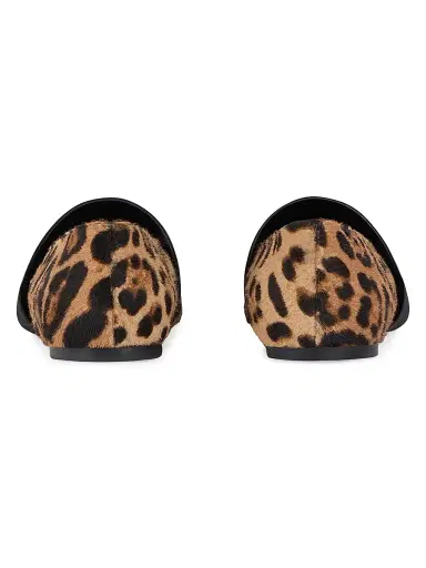 Givenchy Women's Sliced Square Ballerina Flats in Pony Leather with Leopard Pattern - Black Beige | Thumbnail 5 Givenchy Women's Sliced Square Ballerina Flats in Pony Leather with Leopard Pattern - Black Beige | Thumbnail 5