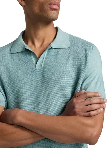 Canali Men's Micro-Stitch Wool & Silk Polo Shirt | Thumbnail 6 Canali Men's Micro-Stitch Wool & Silk Polo Shirt | Thumbnail 6