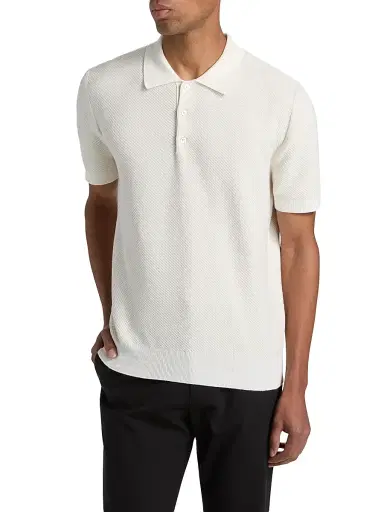 Canali Men's Piqué-Stitch Cotton Polo Shirt - White - Size 40 | Thumbnail 3 Canali Men's Piqué-Stitch Cotton Polo Shirt - White - Size 40 | Thumbnail 3