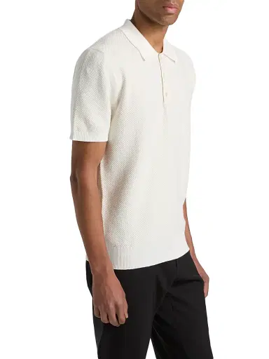 Canali Men's Piqué-Stitch Cotton Polo Shirt - White - Size 40 | Thumbnail 4 Canali Men's Piqué-Stitch Cotton Polo Shirt - White - Size 40 | Thumbnail 4