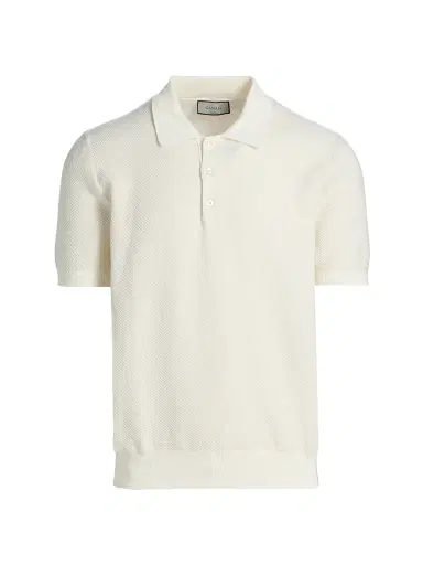 Canali Men's Piqué-Stitch Cotton Polo Shirt - White - Size 40 | Thumbnail 1 Canali Men's Piqué-Stitch Cotton Polo Shirt - White - Size 40 | Thumbnail 1