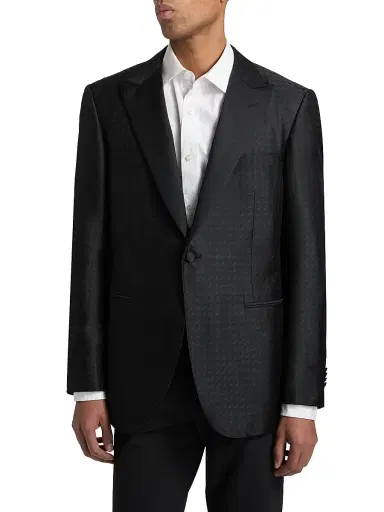 Canali Men's Arrow-Pattern Dinner Jacket - Black | Thumbnail 3 Canali Men's Arrow-Pattern Dinner Jacket - Black | Thumbnail 3