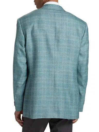 Canali Men's Siena Textured Plaid Wool-Blend Sport Coat - Green | Thumbnail 5 Canali Men's Siena Textured Plaid Wool-Blend Sport Coat - Green | Thumbnail 5