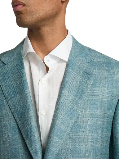 Canali Men's Siena Textured Plaid Wool-Blend Sport Coat - Green | Thumbnail 6 Canali Men's Siena Textured Plaid Wool-Blend Sport Coat - Green | Thumbnail 6