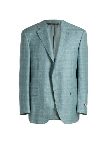 Canali Men's Siena Textured Plaid Wool-Blend Sport Coat - Green | Thumbnail 1 Canali Men's Siena Textured Plaid Wool-Blend Sport Coat - Green | Thumbnail 1